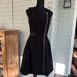 White House Black Market Moto Zip Dress in black